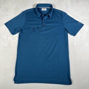Linksoul Polo Shirt Men Size M Blue Short Sleeve Tempus Fugit 100% Luxury Cotton
